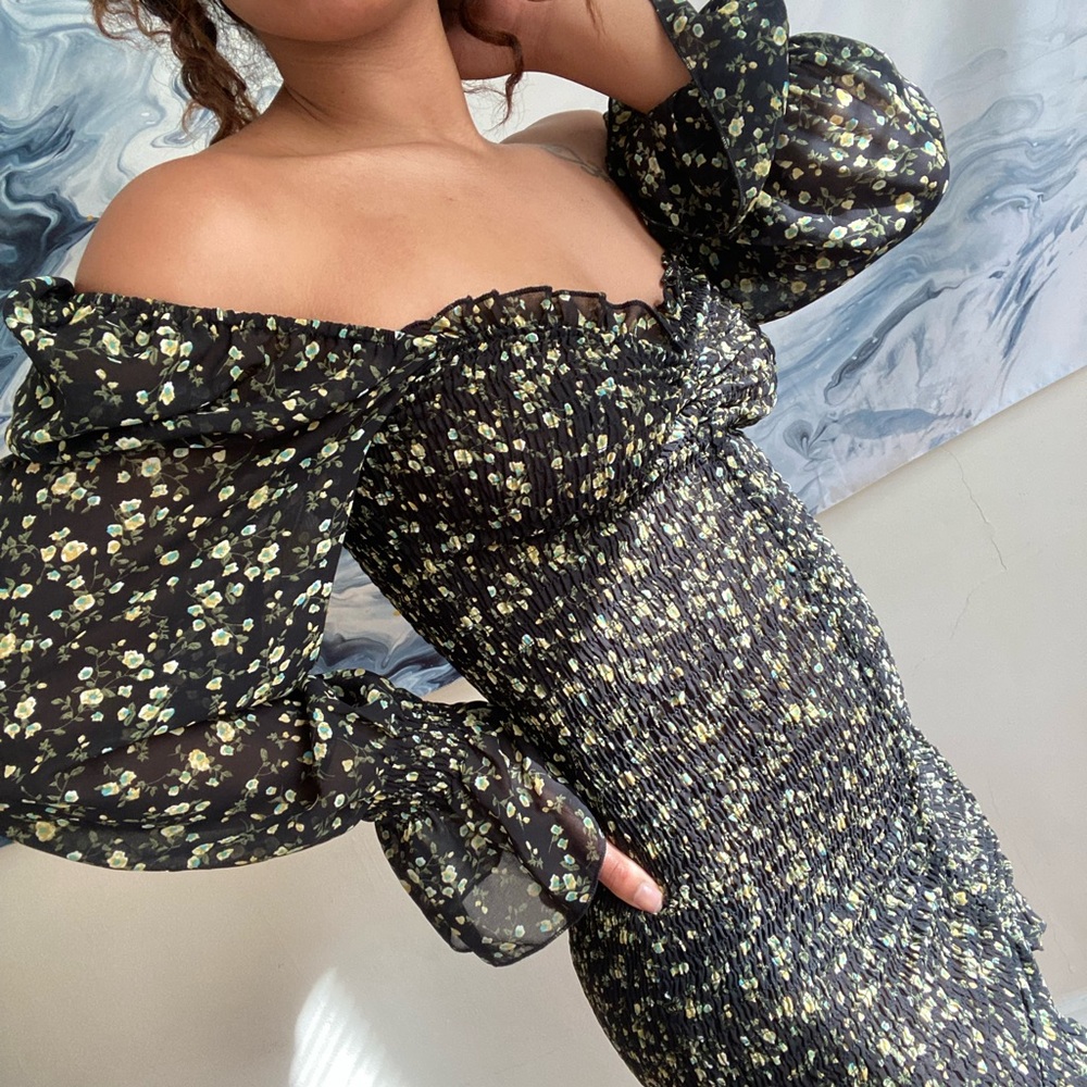 Ruched Tropical Dress